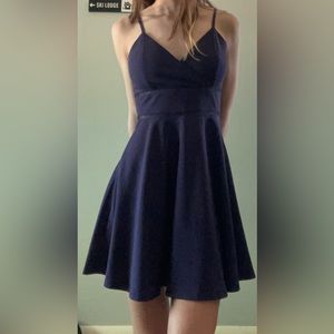 Spaghetti Strap Mini Dress , S , Navy Blue